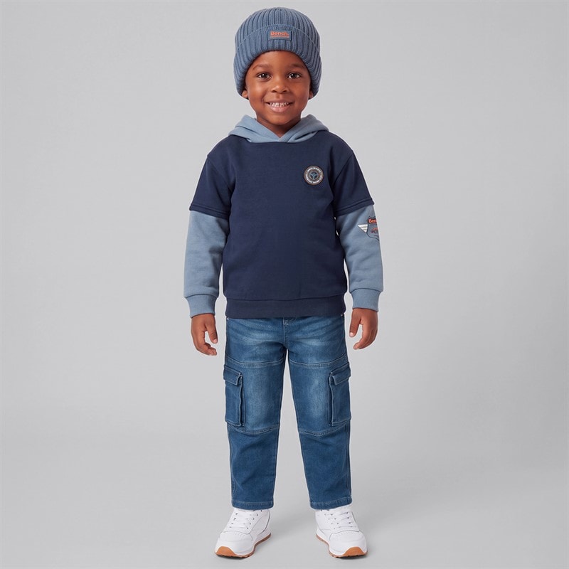 Bench Jungen - Kapuzenpullover-Jeans-und-Mütze-Set - Blau