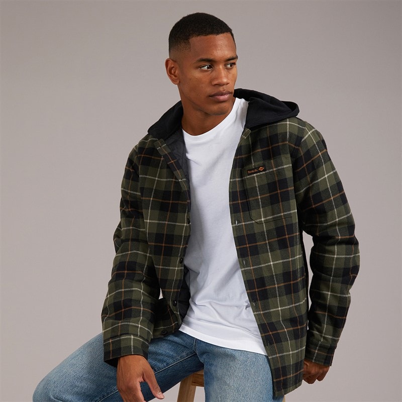 Bench Heren draxen gewatteerd geruit flanellen overshirt - Zwart/Khaki/Taupe/Stone Check