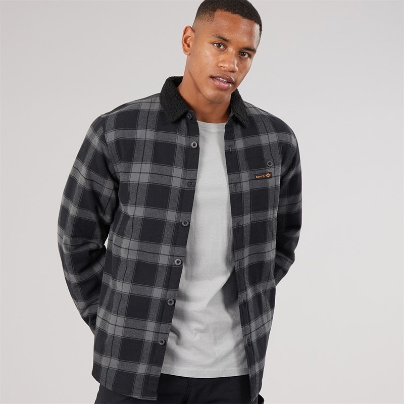 Bench Heren zyren gewatteerd geruit flanellen overshirt - Zwart/Dark Grey Check
