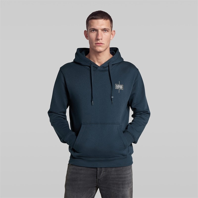 G-STAR Herren - Logo Kapuzenpullover - Dunkelblau