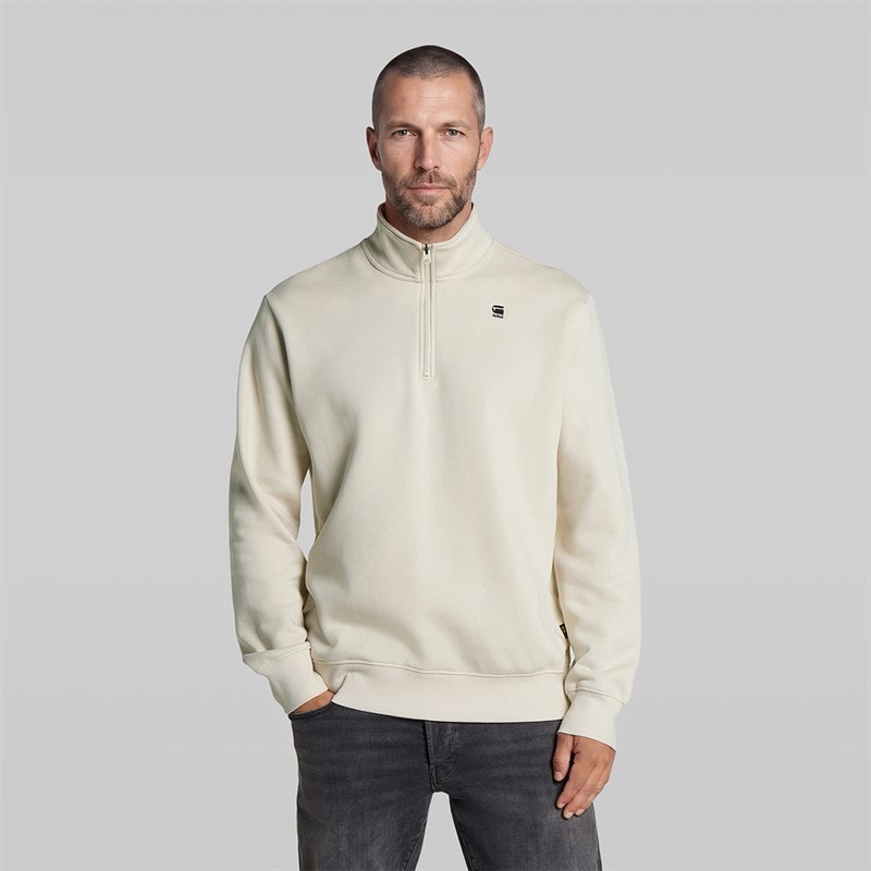 G-STAR Herren - Sweatshirt mit Halb-Reißverschluss - Weiß