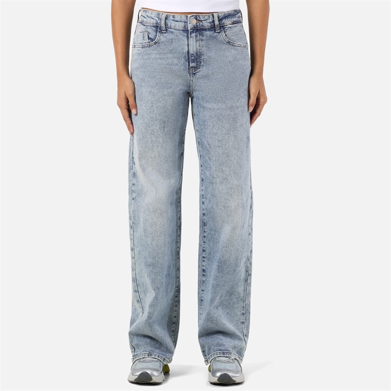Noisy May Damskie jeansy yolanda o szerokich nogawkach - Light Blue Denim