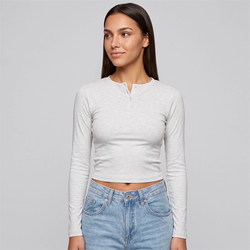 NICCE T-shirt henley ajusté à manches longues penelopee femmes - Ice Grey Marl