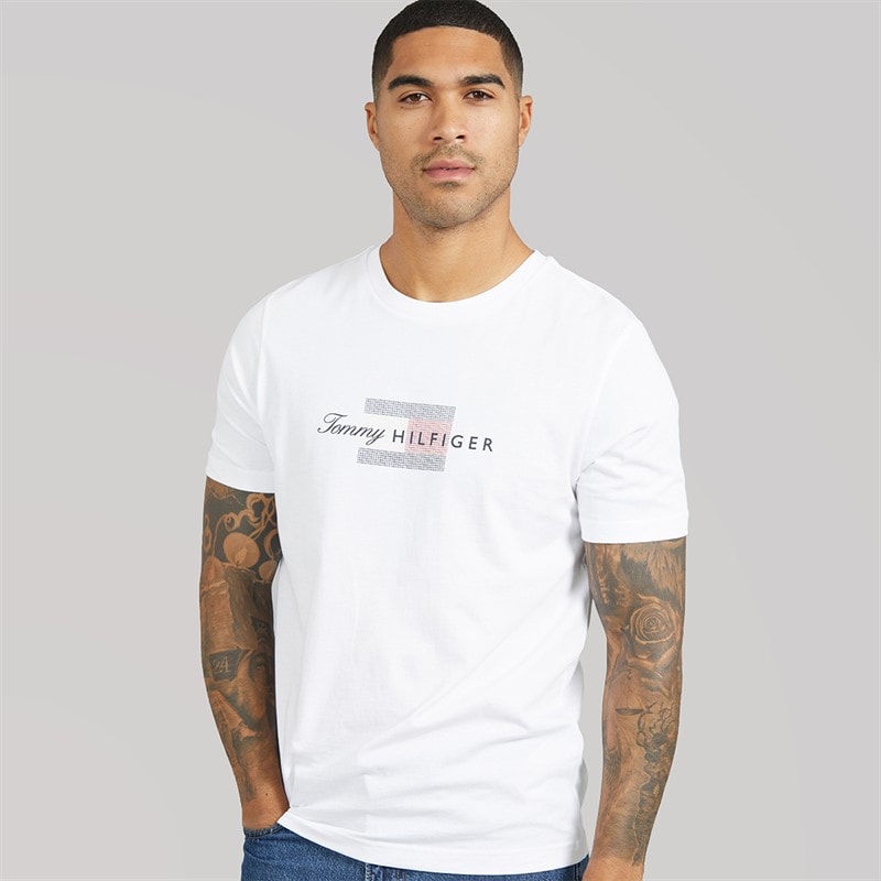Tommy Hilfiger Herren - Script Flag T-Shirt - Weiß