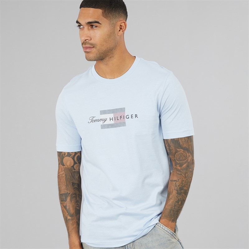 Tommy Hilfiger Herren - Script Flag T-Shirt - Breezy Blue