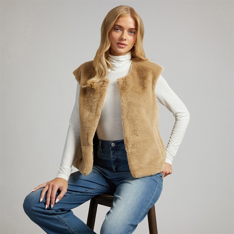 L'amore Couture Damen - Springfield Kunstfellweste - Natural