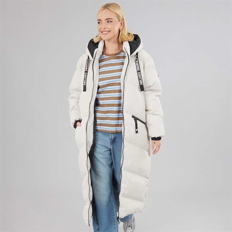 L'amore Couture Damen - Thea Lange Wasserdichte Jacke - Stone