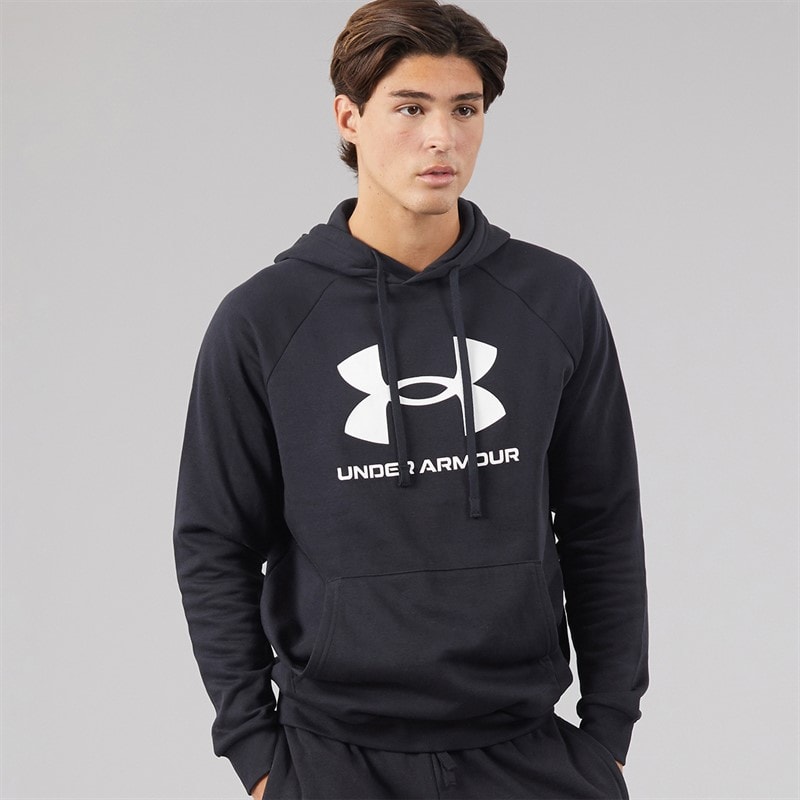 Under Armour Herren - UA Rival Fleece Kapuzenpullover mit Logo - Schwarz/Weiß