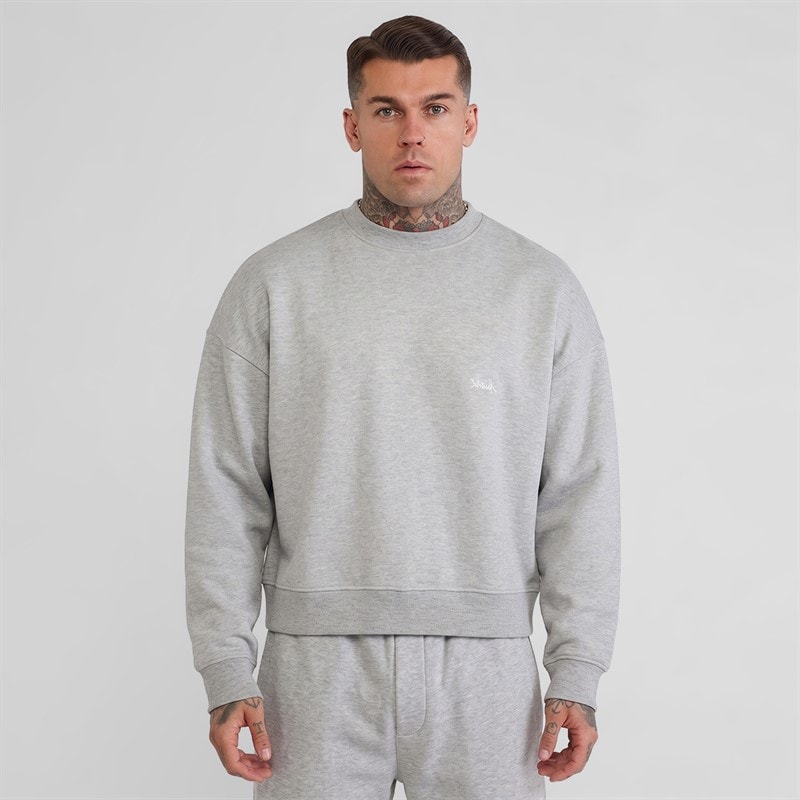 SikSilk Herren - Boxy Sweatshirt - Grey Marl