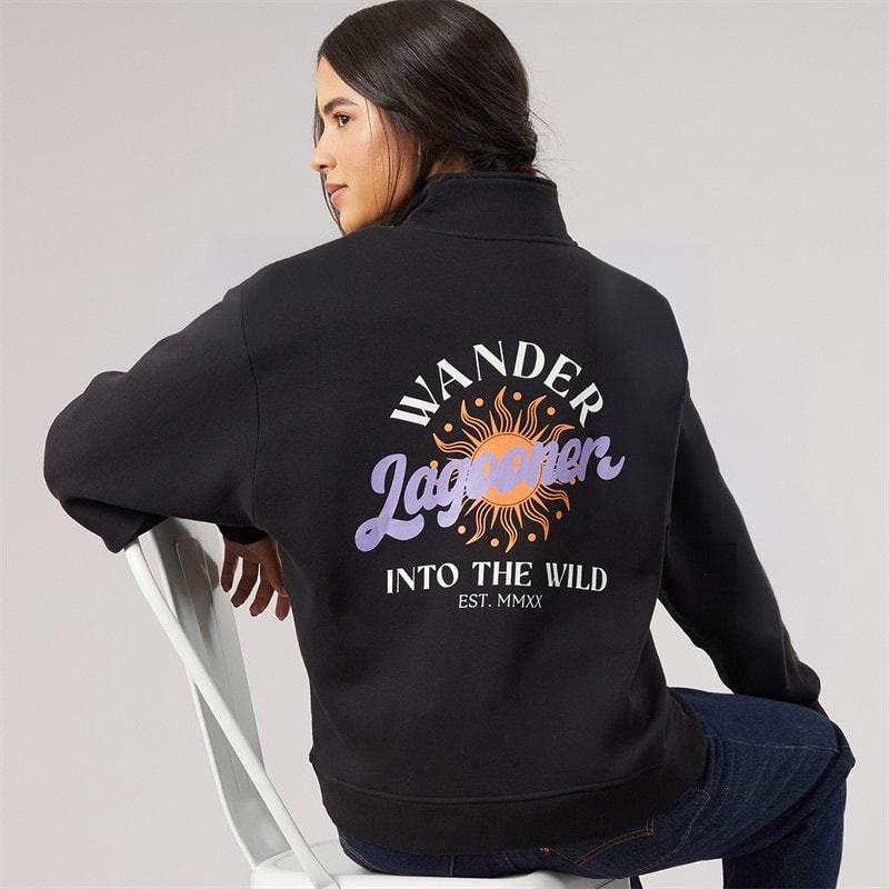 Lagooners Damen - Burlow Sweatshirt mit 1/4 Reißverschluss - Schwarz