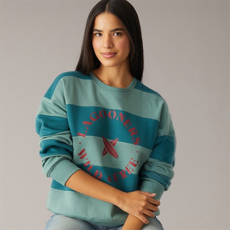 Lagooners Damen - Lanark Grafik-Sweatshirt - Mineral Blue/Dunkel Sea