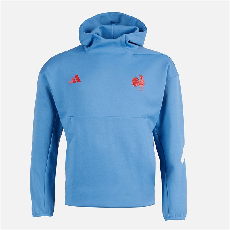 adidas Herren - FFR France Rugby Z.N.E. Travel Kapuzenpullover - Focus Blue