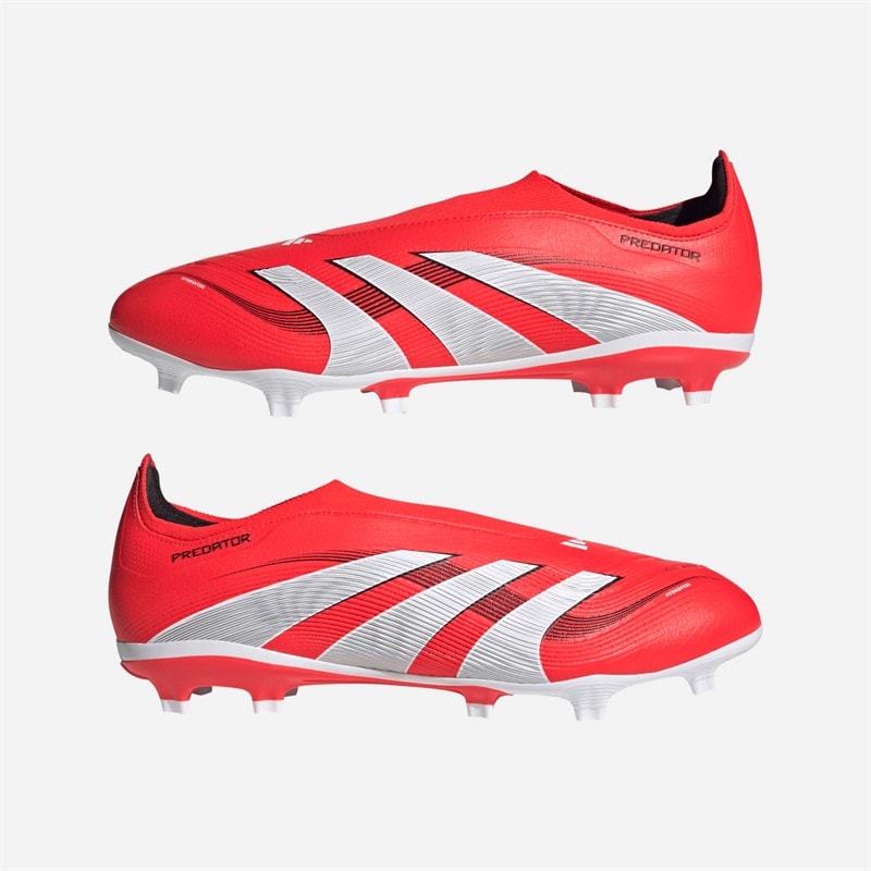 adidas Heren predator league voetbalschoenen zonder veters FG/MG voor stevige/meergrond - Lucid Red/Cloud White/Core Zwart