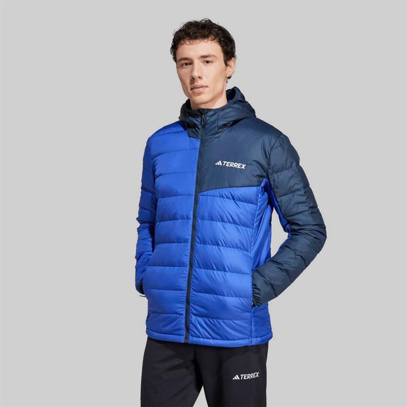 adidas Mężczyźni lekka ocieplana kurtka z kapturem Terrex - Semi Lucid Blue/Aurora Ink