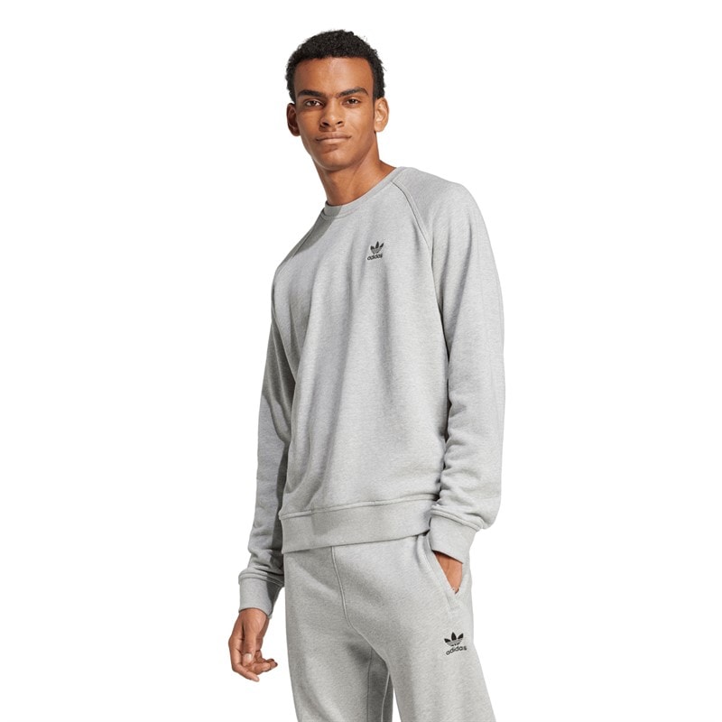 adidas Originals Mężczyźni bluza z nadrukiem trefoil essentials z francuskiego frotte - Medium Grey Heather