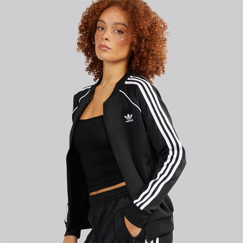 adidas Originals Damskie adicolor classics superstar bluza sportowa rozpinana na całej długości - Czarny