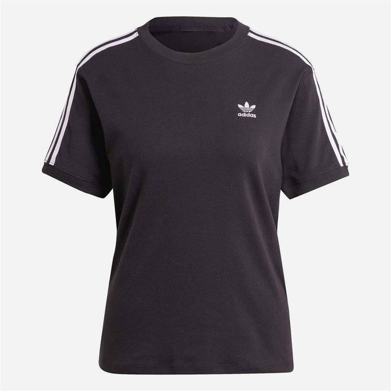 adidas Originals Damen - Adicolor 3-Streifen Trefoil T-Shirt - Schwarz