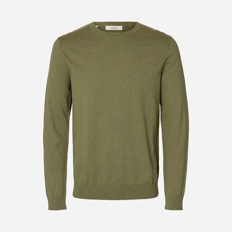 Selected Mężczyźni sweter berg z okrągłym dekoltem - Deep Lichen Green