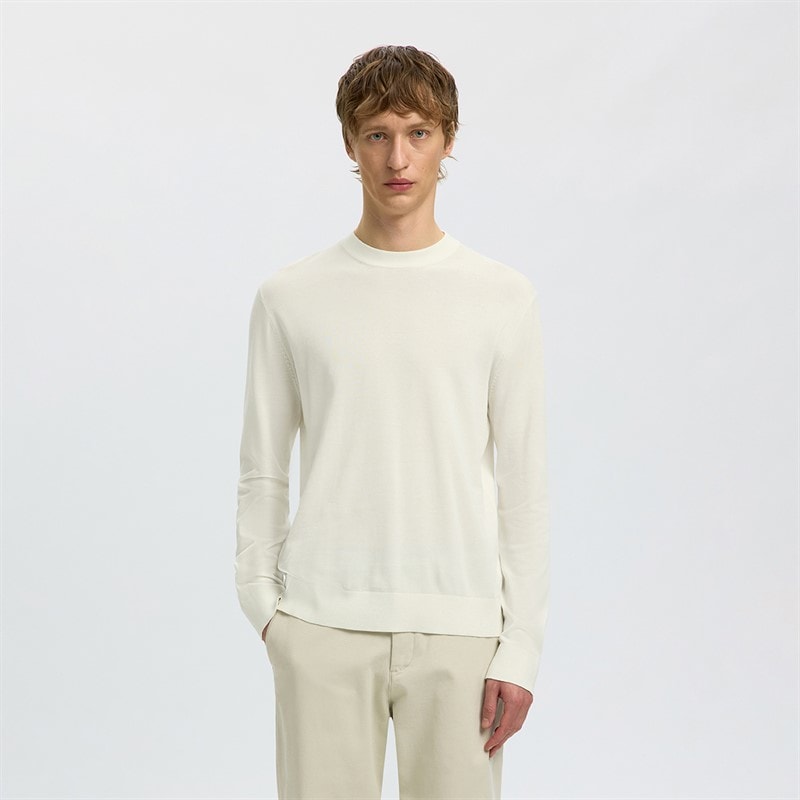 Selected Herren - Torino Rundhals-Pullover - Egret