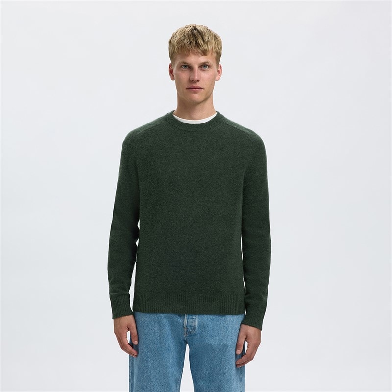 Selected Herren - Rai Rundhals-Pullover - Deep Forest