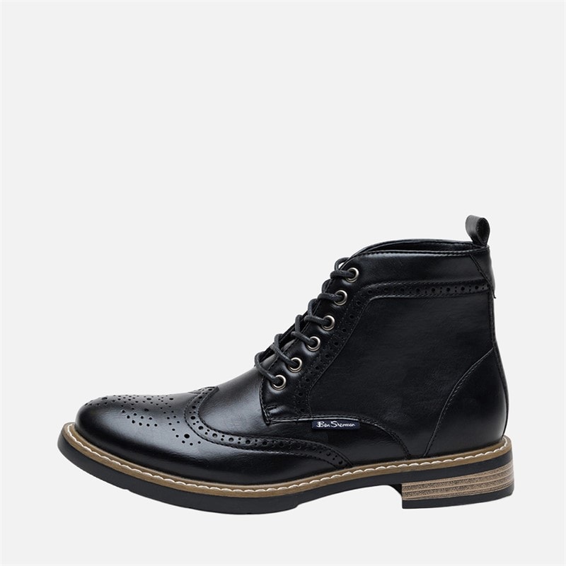 Ben Sherman Herren - Templeton Brogue-Stiefel - Schwarz