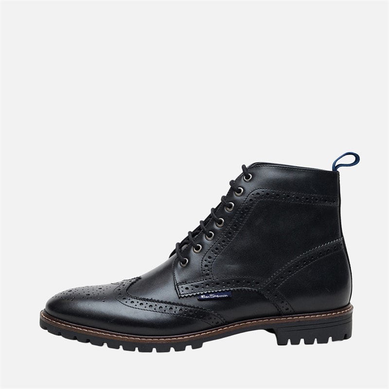 Ben Sherman Herren - Duke Leder Brogue-Stiefel - Schwarz