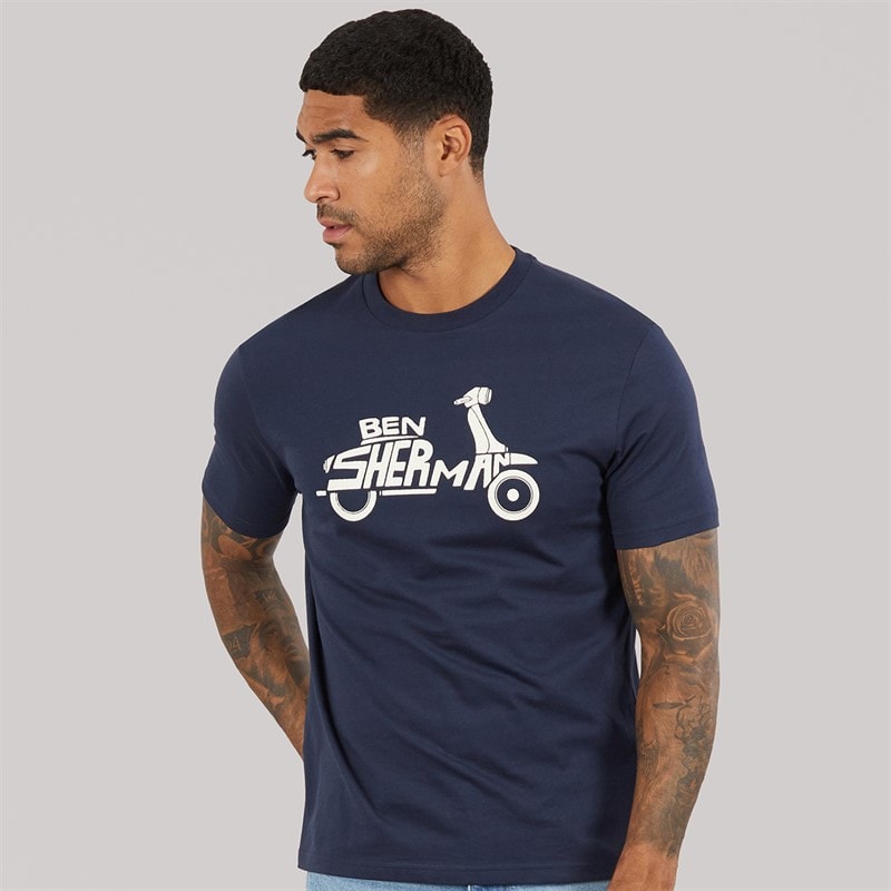 Ben Sherman Herren - Brand Scooter T-Shirt - Dunkelnavy
