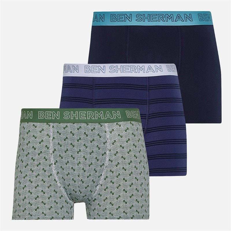 Ben Sherman Mężczyźni trzypak bokserki - Geo/Plain