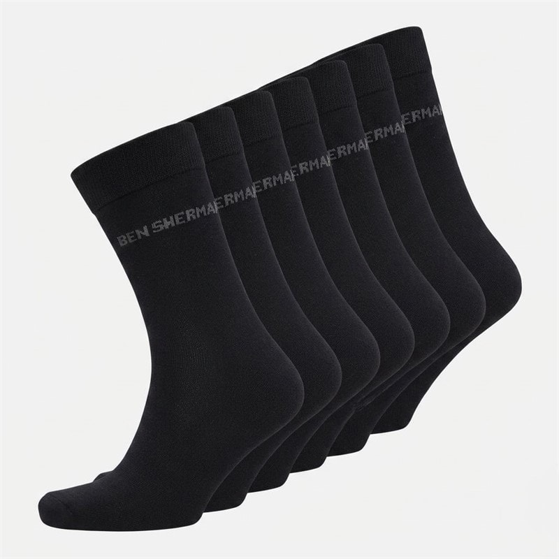 Ben Sherman Herren - Socken Sieben-Pack - Schwarz/Grau