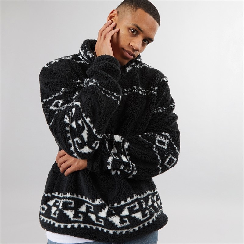 Brave Soul Polaire zippée Powelton 1/4 hommes - Jet Black/Blanc optique