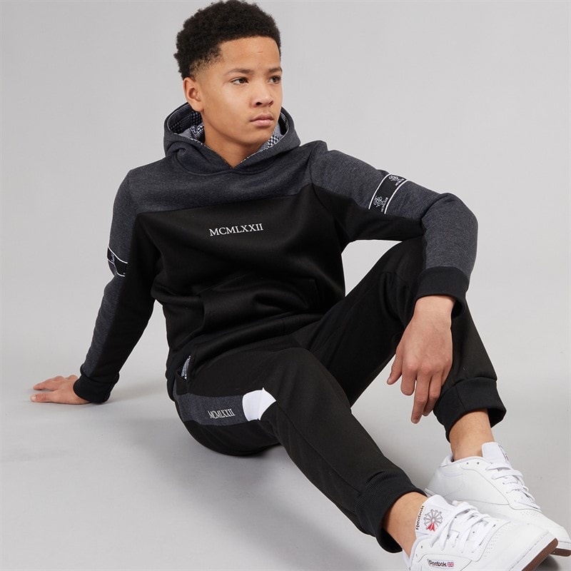 Brave Soul Jungen - Colour-Block Trainingsanzug - Dark Charcoal Marl/Schwarz