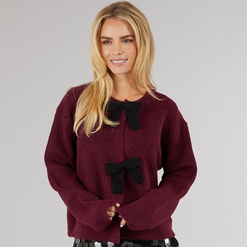 Brave Soul Cardigan Miya pêcheuse femmes - Aubergine/Black Bow