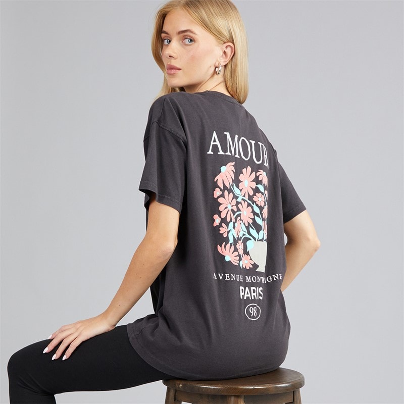 Brave Soul T-shirt amour femmes - Black Acid Wash