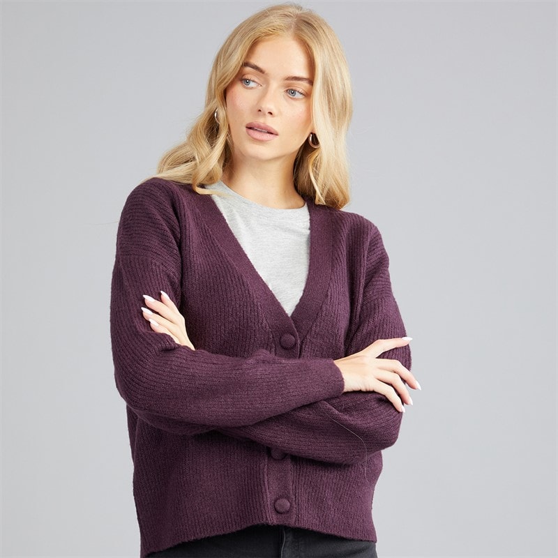 Brave Soul Cardigan en maille douce daffie femmes - Plum