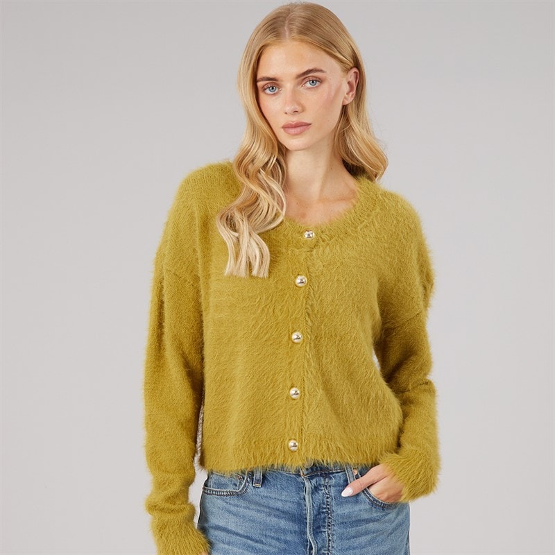 Brave Soul Cardigan nuage à col rond femmes - Moss