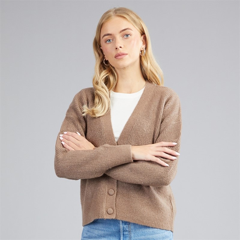 Brave Soul Cardigan en maille douce daffie femmes - Mocha