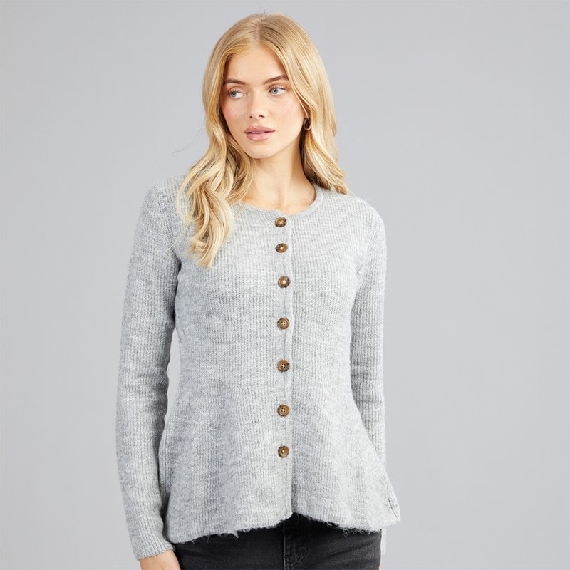 Brave Soul Cardigan péplum penny femmes - Gris clair Melange