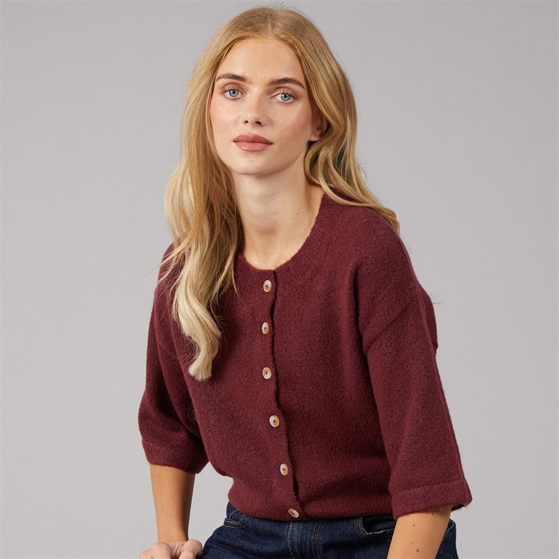 Brave Soul Cardigan à manches courtes Marshal femmes - Aubergine