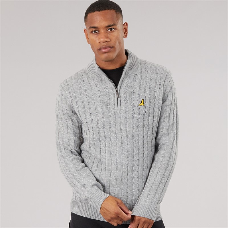 Brave Soul Pull à col cheminée zippé 1/4 Plato hommes - Silver Grey Marl