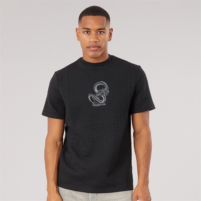 Brave Soul Herren - Tremont Oversize-Passform Rundhals-T-Shirt - Jet Black