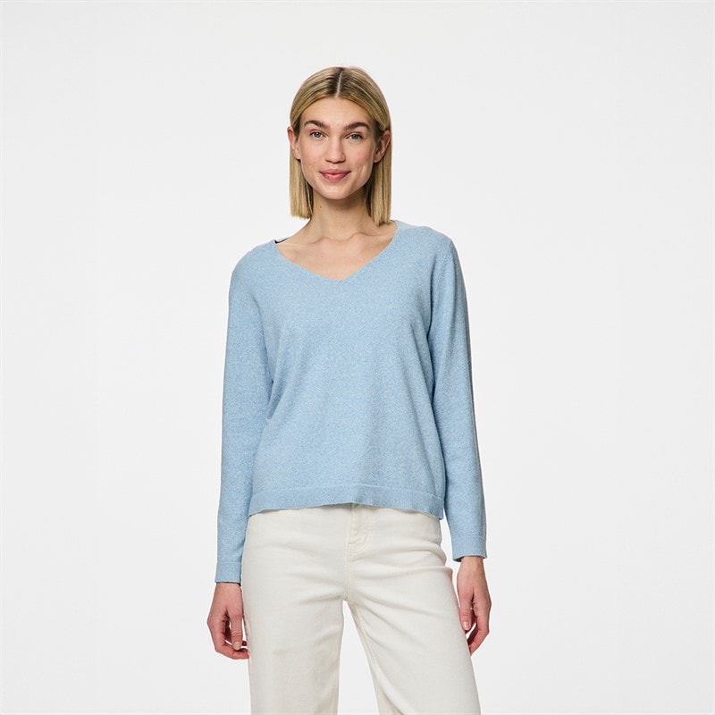 Pieces Dames bree v-hals trui - Cashmere Blue