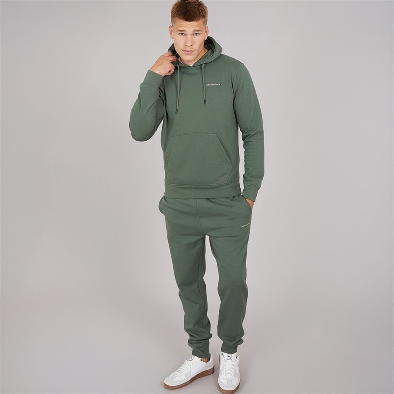 Crosshatch Heren chelmere hoodie en joggers set - Donkerkhaki