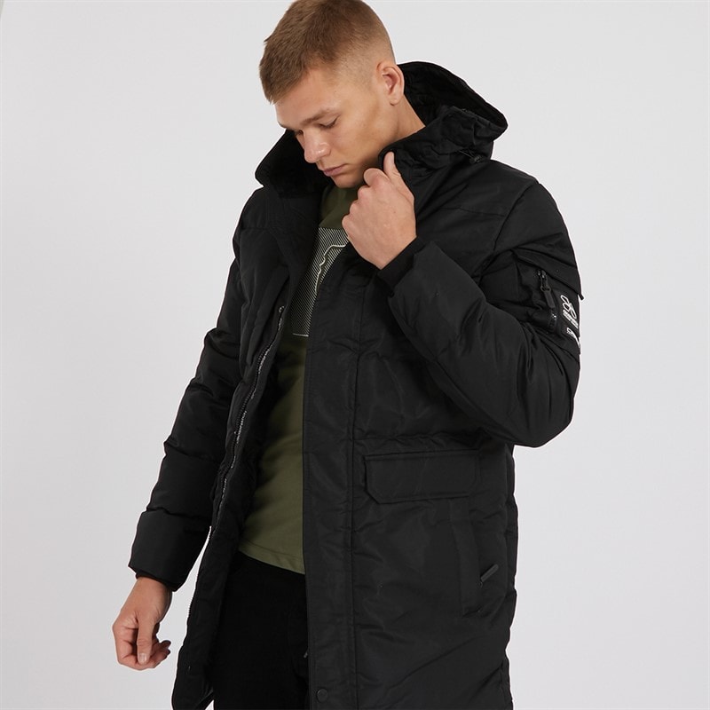 Crosshatch Heren milwaka lange jas - Zwart