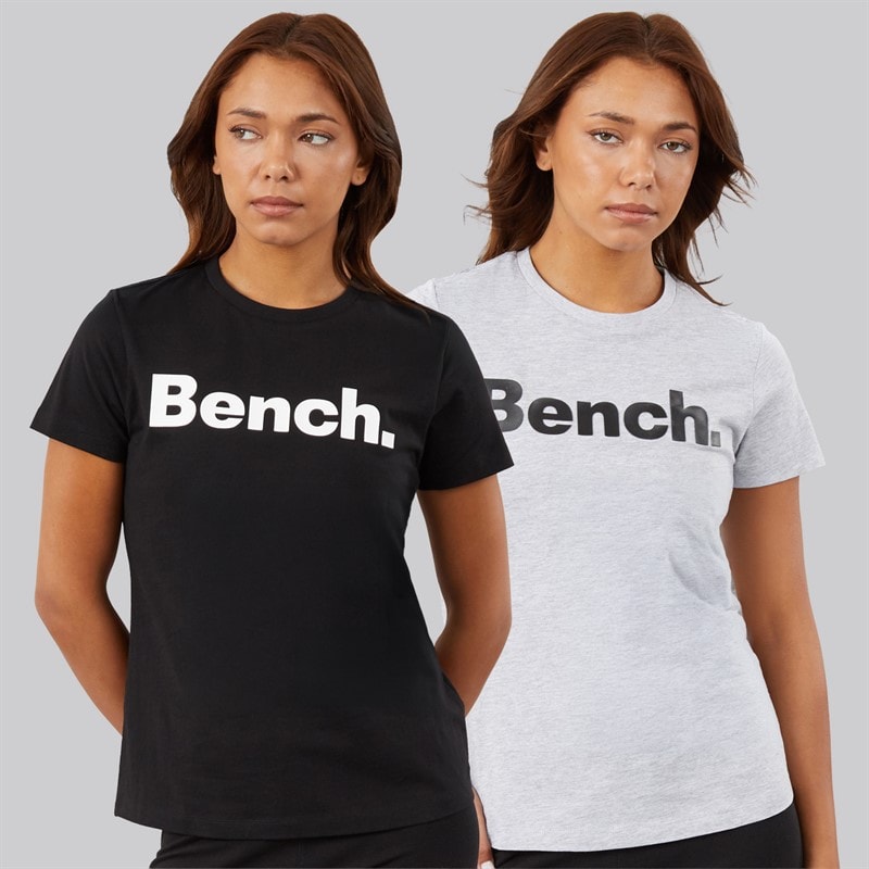 Bench Lot de deux t-shirts grammen femmes - Noir/Grey Marl