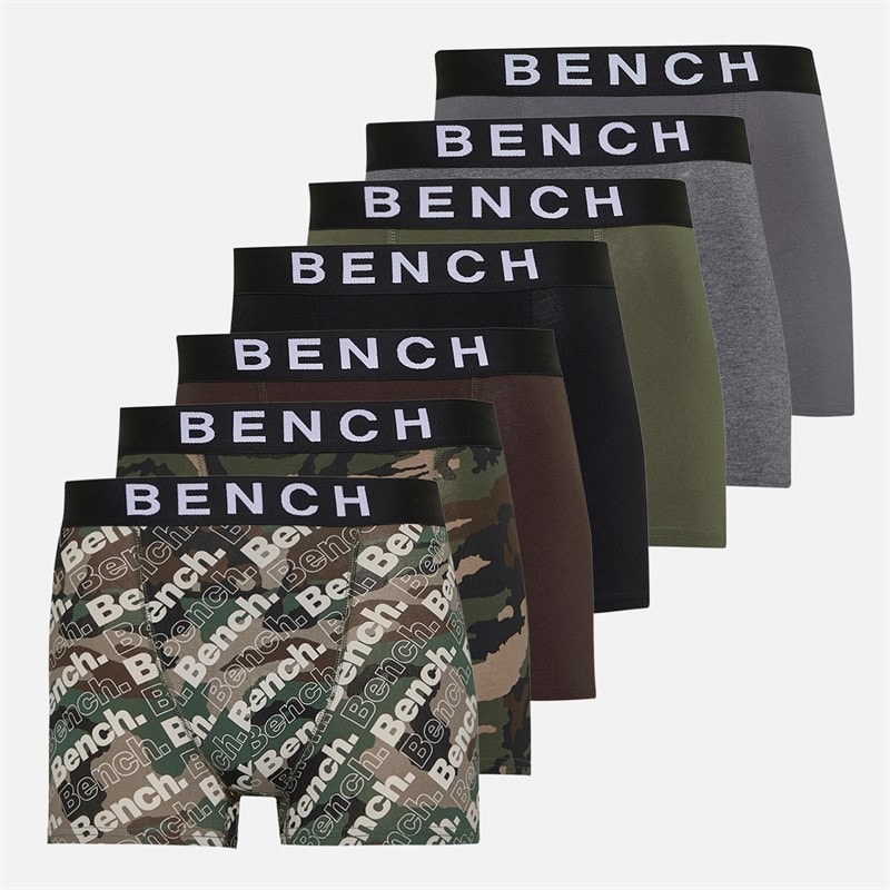 Bench Heren seven pack jacquard tailleband bamboe boxershorts - Camo AOP/Charcoal Marl/Khaki/Camo AOP/Steel Grey/Zandkleurig/Black