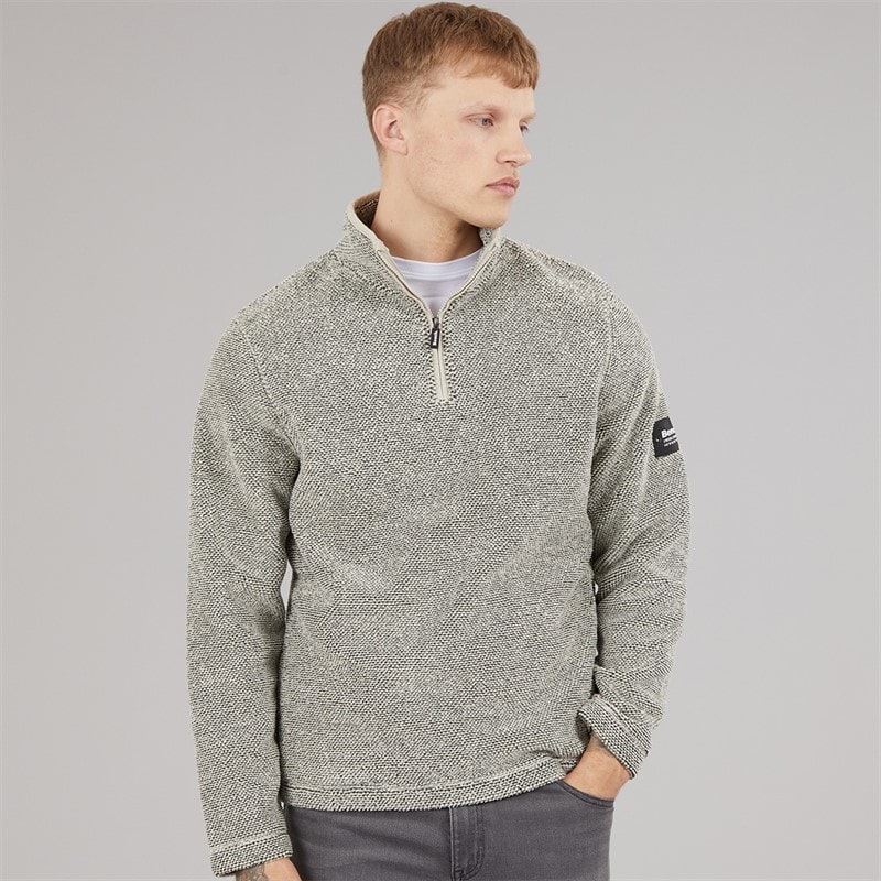 Bench Herren - Trevyn Fleece mit 1/4-Reißverschluss und Funnel-Neck - Cream/Dunkelgrau
