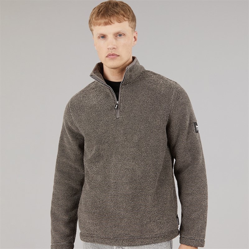Bench Herren - Trevyn Fleece mit 1/4-Reißverschluss und Funnel-Neck - Dunkelgrau/Schwarz