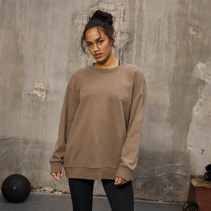 Everlast Dames oversized sweatshirt met ronde hals - Fossil