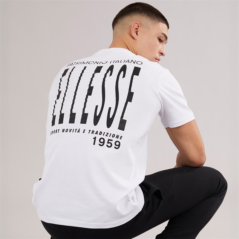 Ellesse Herren - Retanna Back Logo T-Shirt - Weiß/Schwarz