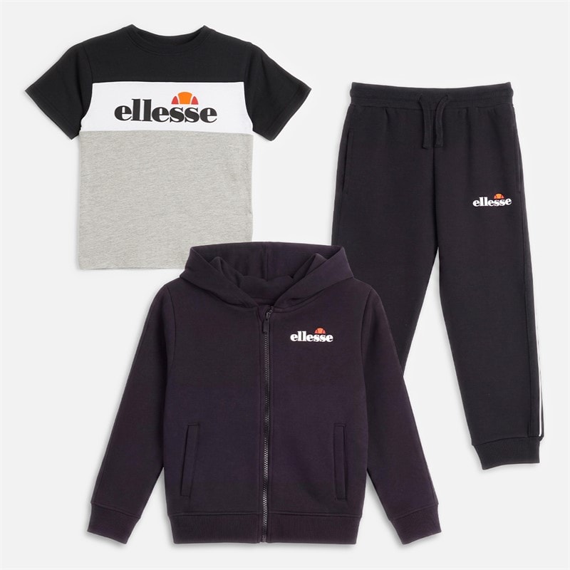 Ellesse Jungen - Gugliemo Hoodie-T-Shirt- und Jogginganzug-Set - Schwarz